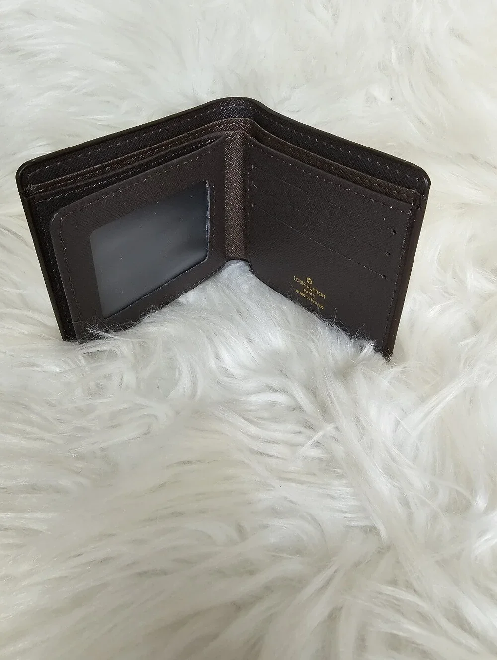 Brown and Dark Brown Check Bifold Card Holder Wallet